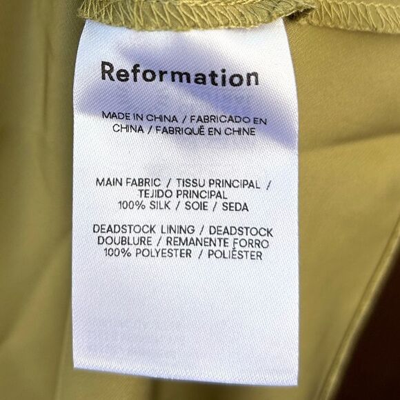 NWT Reformation Maysen Silk Dress - Olive Oil size 6 - Picture 11 of 12